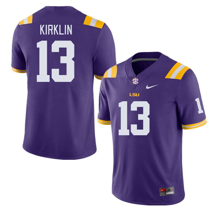 LSU Tigers #13 Jontre Kirklin College Football Jerseys Stitched Sale-Purple